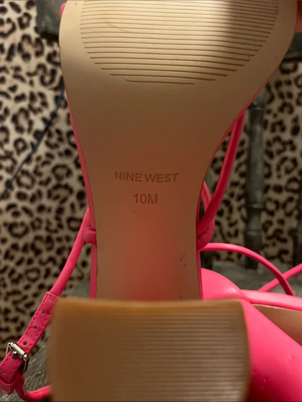 Nine West Hot Pink Strappy Block Heel Sandals